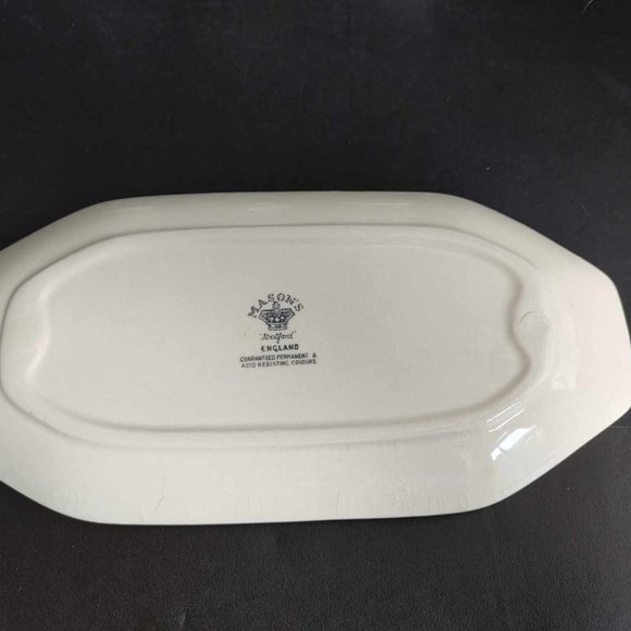 Mason's Stratford Blue Condiment Set Salt Pepper Shakers Mustard Jar Tray - Picture 9 of 11